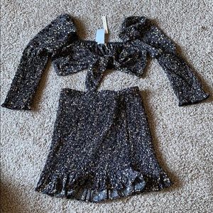 2 piece tie front top and skirt
